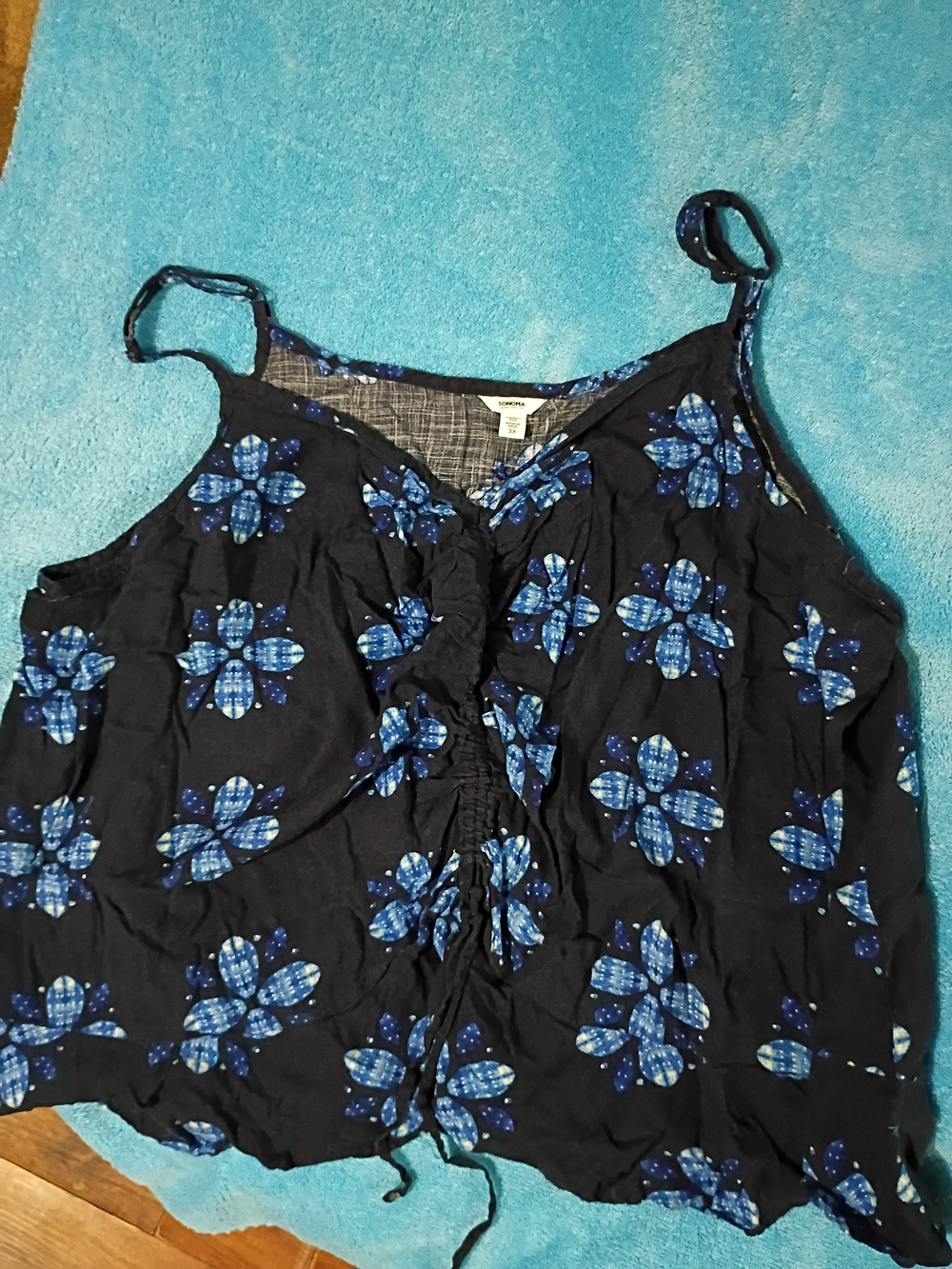 Sonoma Navy Blue Floral Drawstring Cami